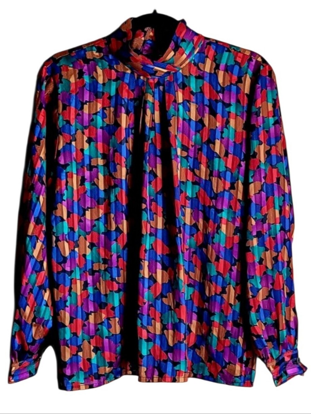 Yves St. Clair Multi-Color Abstract Print Long Sleeve Blouse